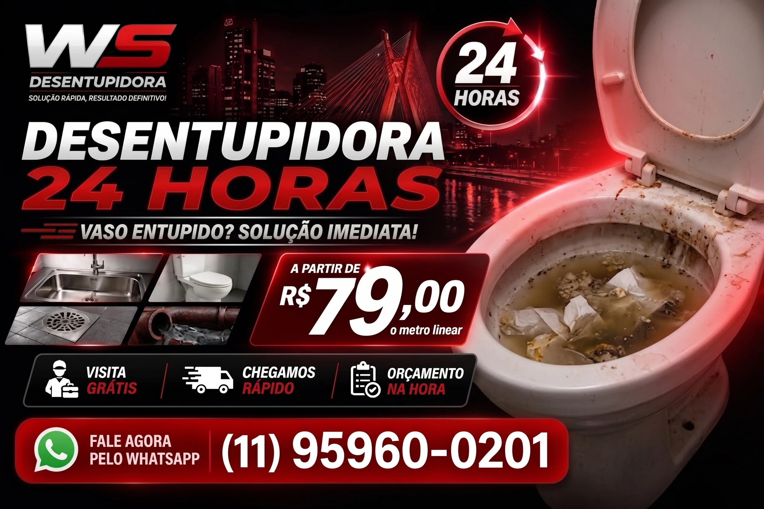 Desentupidora na Zona Norte com menor preço para pia, ralo, vaso e esgoto