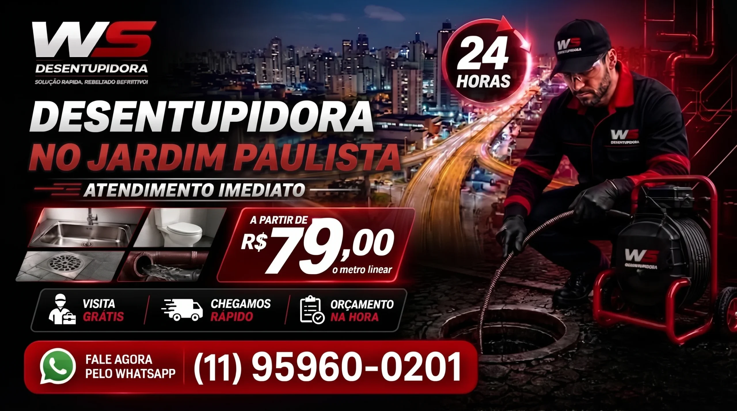 Desentupidora no Jardim Paulista atendendo desentupimento de pia, ralo, vaso e esgoto