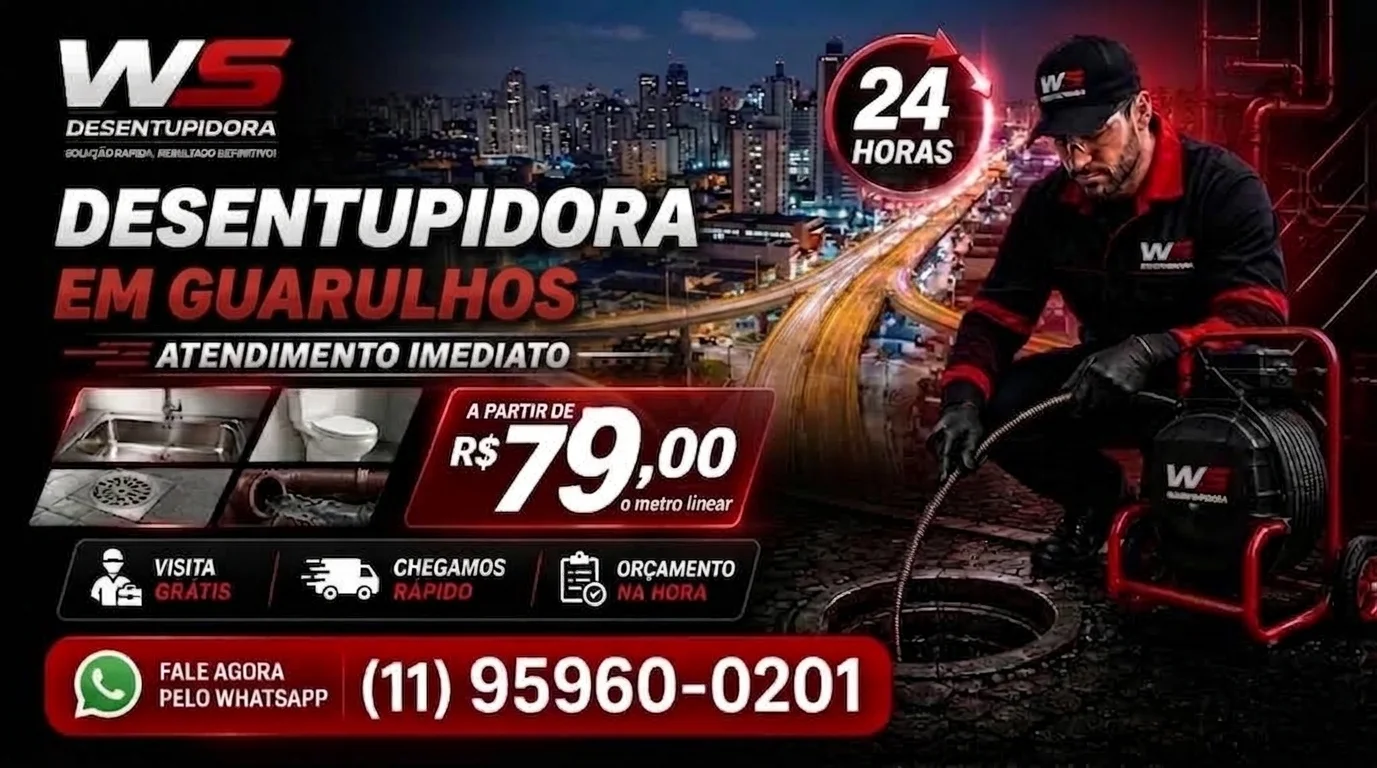 Desentupidora em Guarulhos para pia ralo vaso esgoto e canos