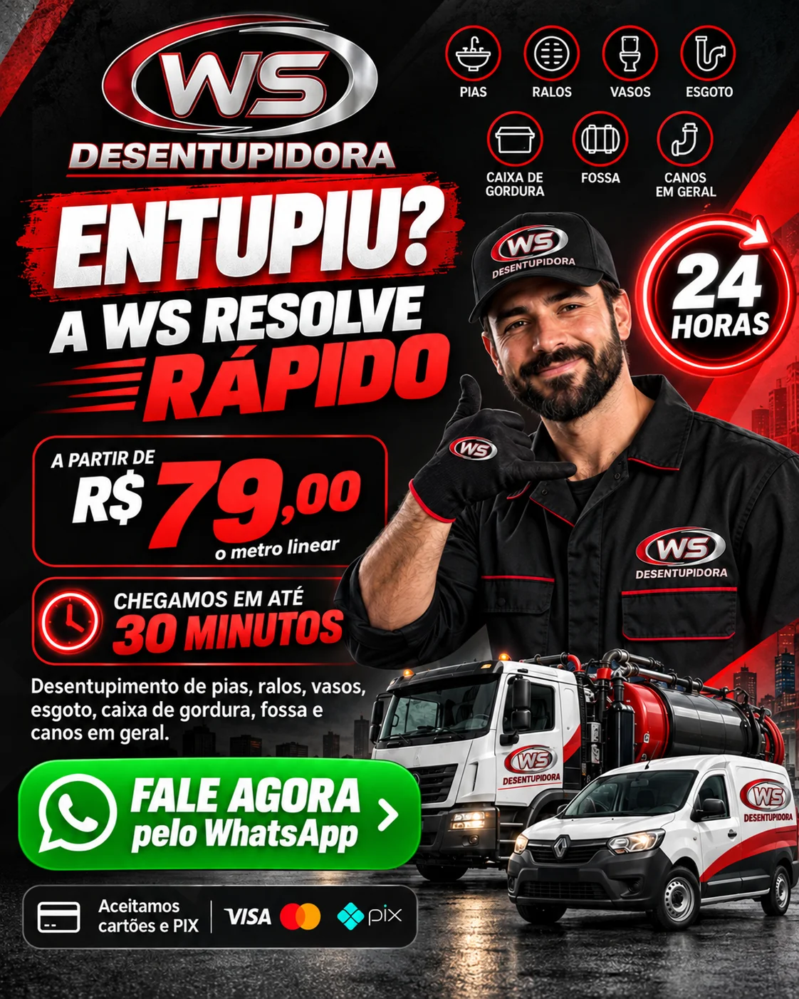 Equipe de desentupidora na Saúde em São Paulo realizando serviço de desentupimento